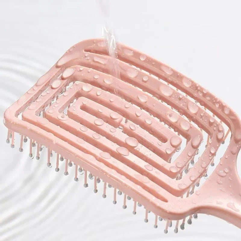 Brosse de Massage Élastique – Brosse à Démêler Creuse & Séchage Rapide